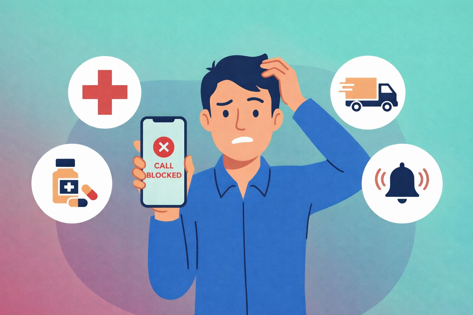 Person checking smartphone call settings after important calls were blocked by spam filtering.